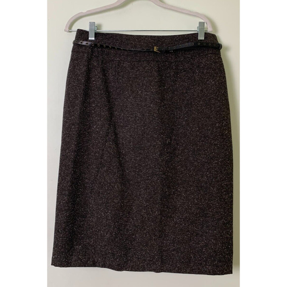 Worthington Deep Chocolate Ruffle Pencil Skirt Brown size 10 - Picture 2 of 8